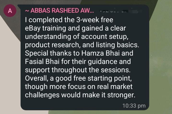 WhatsApp message from an SSR student